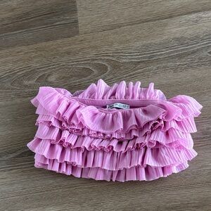 Zara Pink Ruffled Bandeau